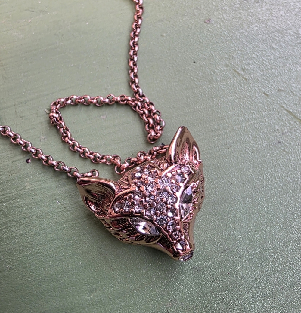 Fossil Rose Gold Fox Necklace